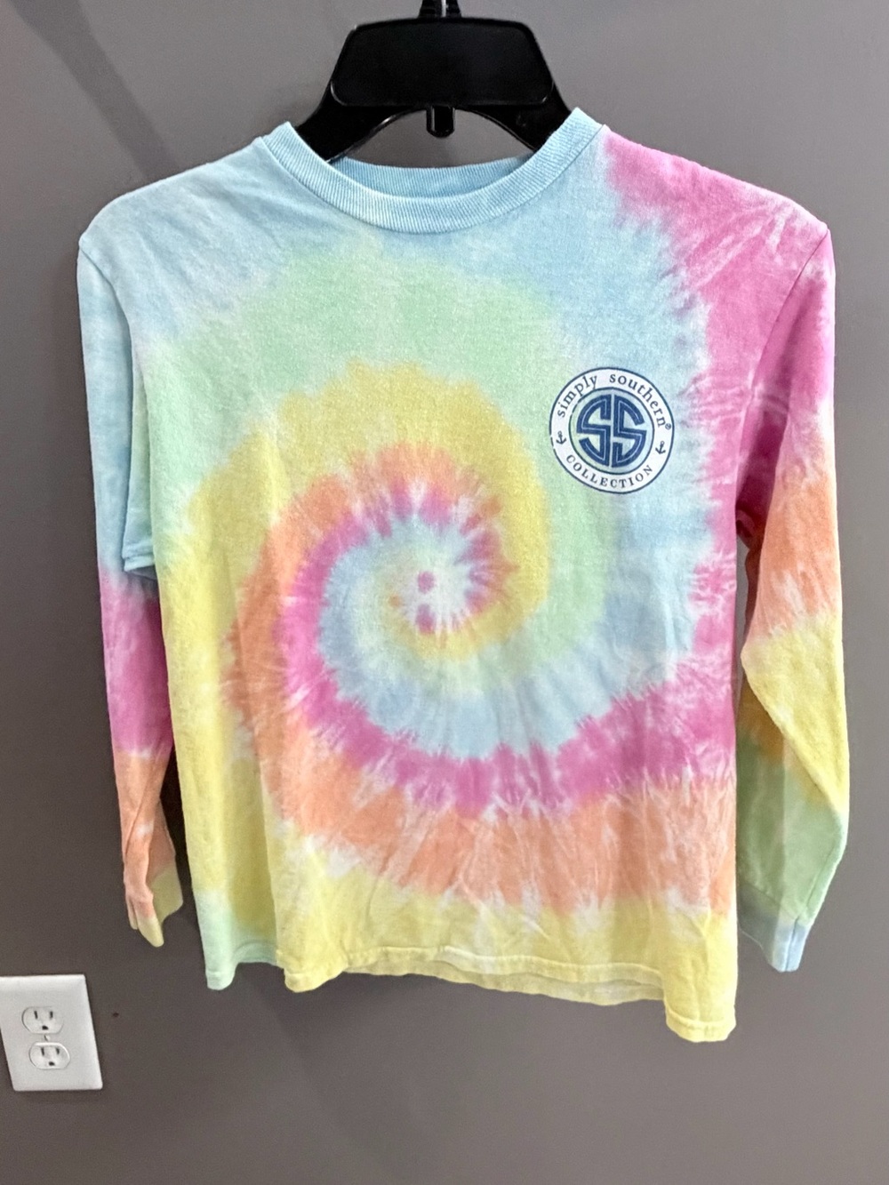 Simply Southern Kids' Tie-Dye Long Sleeve Shirt - Pastel Rainbow